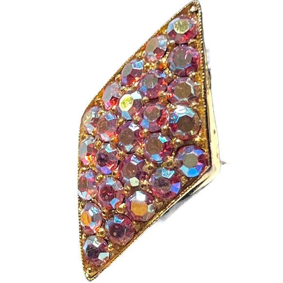 RARE VINTAGE 1950s PINK RHINESTONES Cocktail Ring JUDY LEE JEWELRY - Picture 12 of 15